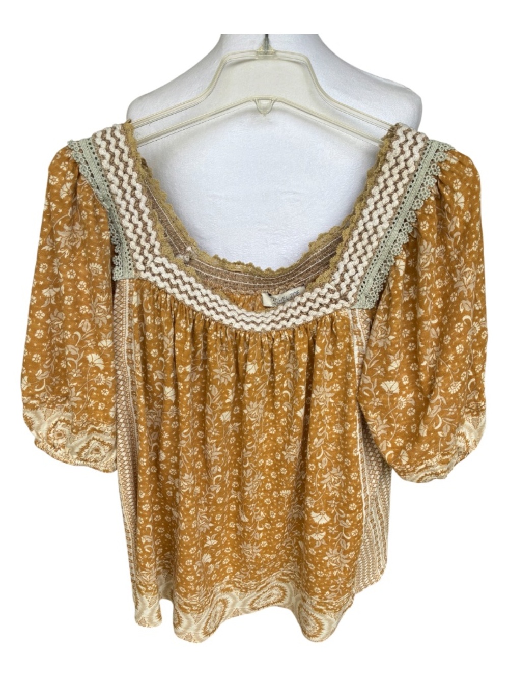 Rachel Zoe Peasant Gold Multicolor Blouse-Size L
